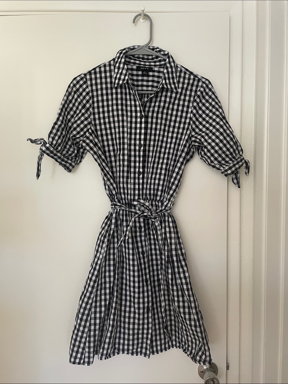 ALYX Black & White Gingham Midi Shirt Dress